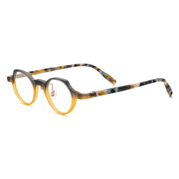 Geometric Acetate Eyeglasses LE0732_Yellow & Gray