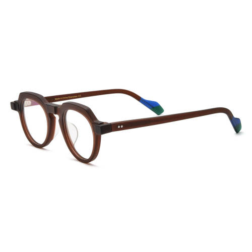 Round Acetate Glasses LE0646_Brown