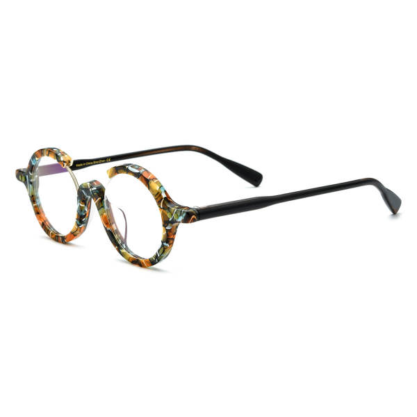 Round Acetate Glasses LE0638_Yellow Tortoise
