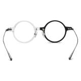 Round Acetate & Titanium Glasses LE0576_Black - Clear