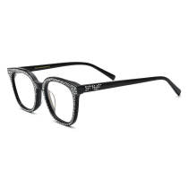 Square Acetates & Diamonds Glasses for Women LE0717_Black