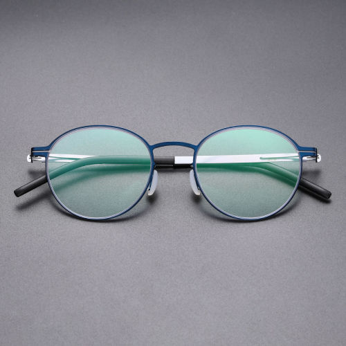 Round Thin Steel Glasses LE8036_Blue