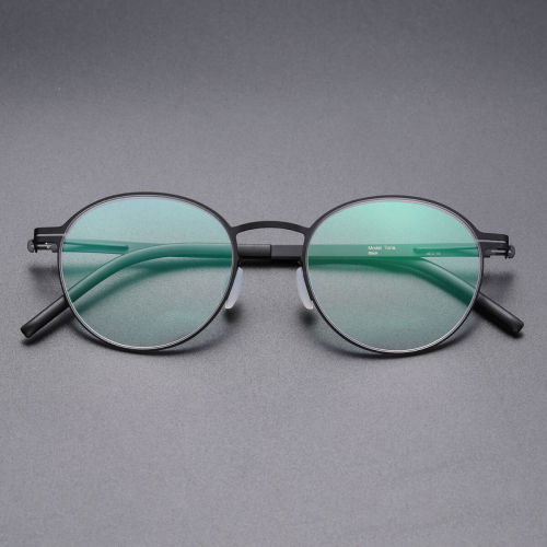 Round Thin Steel Glasses LE8036_Black