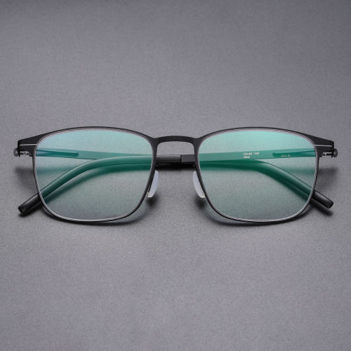 Flexible Square Thin Steel Glasses LE8037_Black