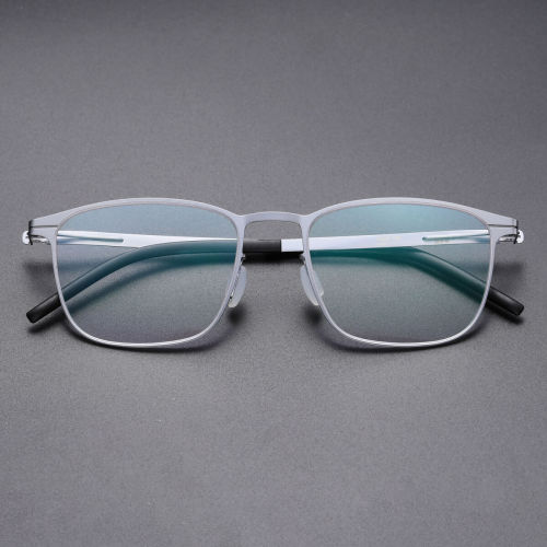 Flexible Square Thin Steel Glasses LE8037_Silver