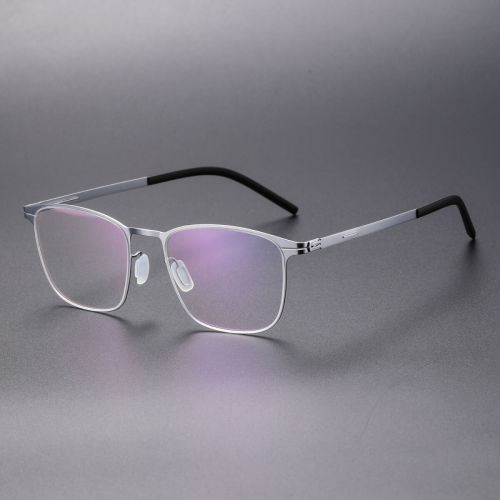 Flexible Square Thin Steel Glasses LE8037_Silver