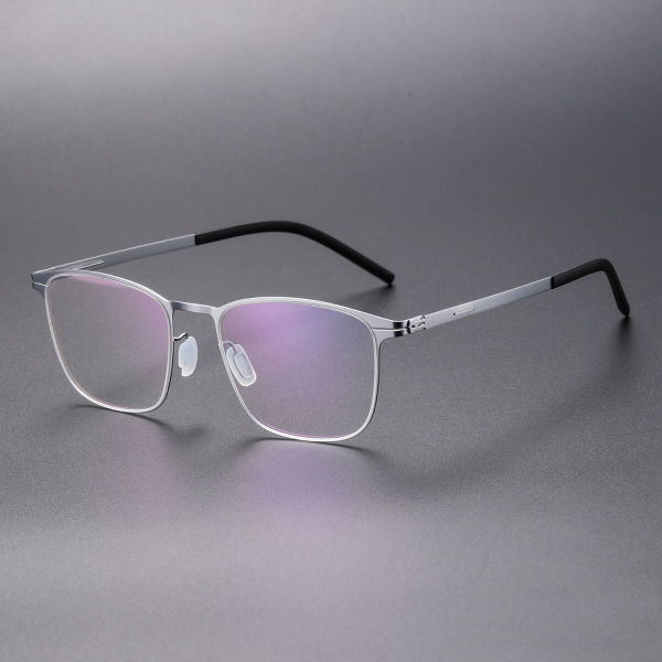 Flexible Square Thin Steel Glasses LE8037_Silver