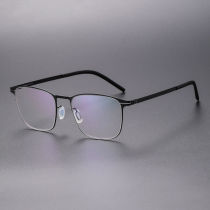 Flexible Square Thin Steel Glasses LE8037_Black