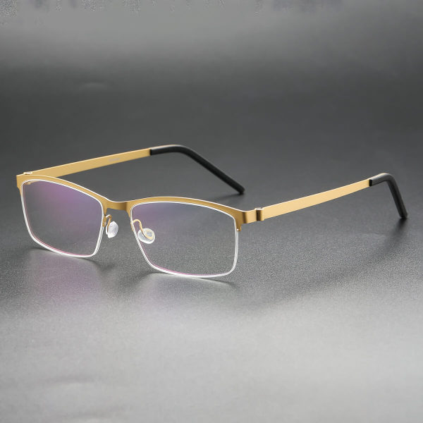 Half Rim Titanium Glasses LE8015_Brown
