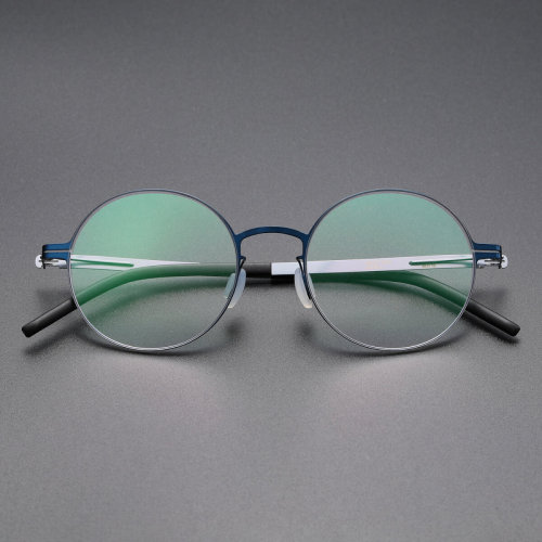 Round Thin Steel Glasses LE8032_Blue