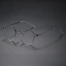 Round Titanium Glasses LE8030_Black