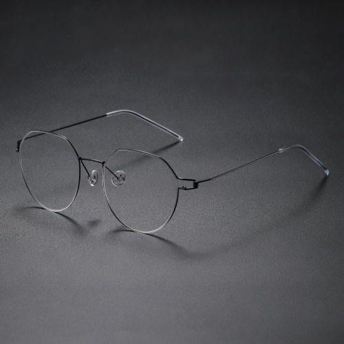 Round Titanium Glasses LE8030_Black