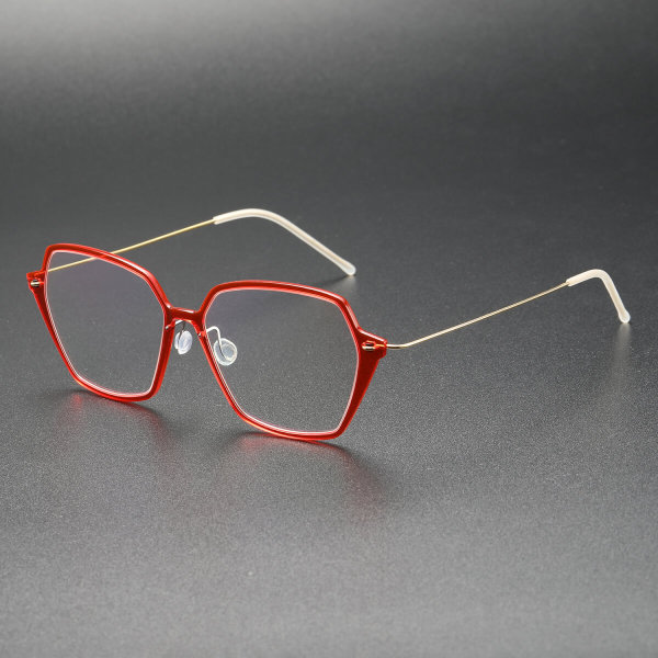 Square Titanium Glasses LE8012_Red