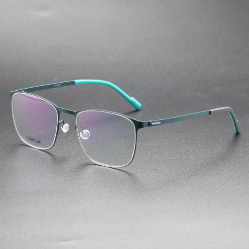 Square Titanium Glasses LE8019_Green