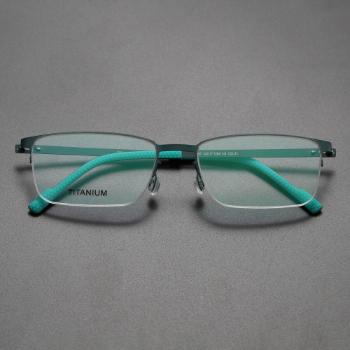 Half Rim Titanium Glasses LE8022_Green