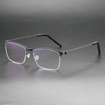 Half Rim Titanium Glasses LE8014_Gunmetal Half Rim Titanium Glasses LE8014_Gunmetal