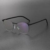 Round Thin Steel Glasses LE8028_Black