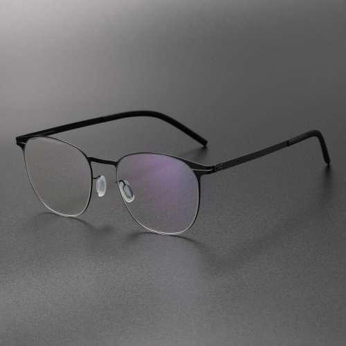 Round Thin Steel Glasses LE8028_Black