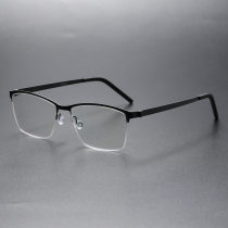 Half Rim Titanium Glasses LE8014_Black Half Rim Titanium Glasses LE8014_Black