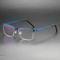 Half Rim Titanium Glasses LE8014_Blue