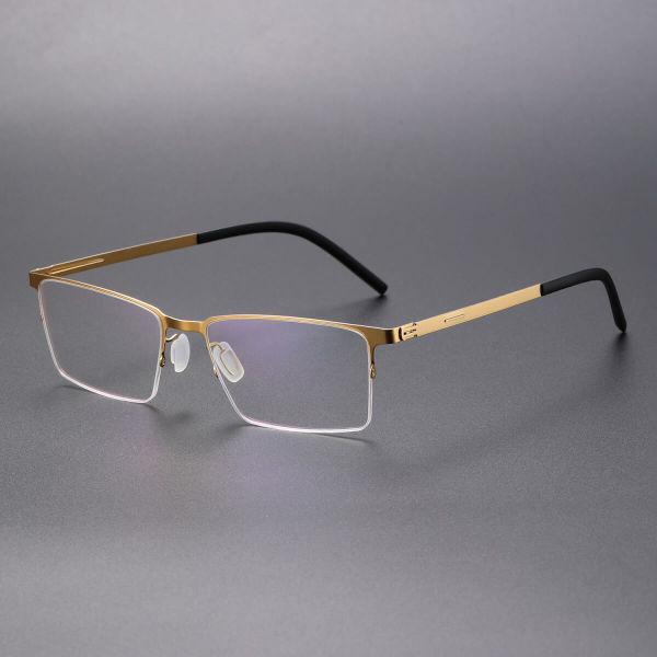 Rectangle Titanium Glasses LE8029_Gold