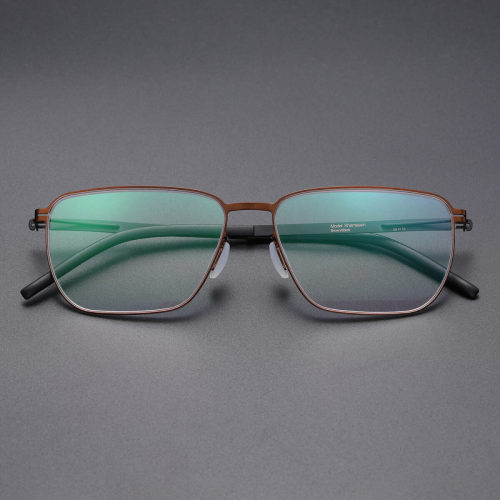 Square Thin Steel Glasses LE8033_Brown - Black