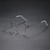Round Titanium Glasses LE8030_Gunmetal
