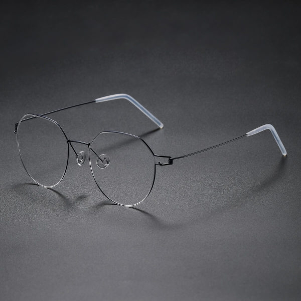 Round Titanium Glasses LE8030_Gunmetal