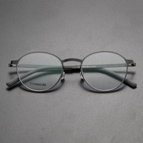 Round Titanium Glasses LE8021_Gunmetal