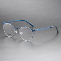 Round Titanium Glasses LE8016_Blue