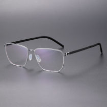 Square Thin Steel Glasses LE8033_Silver - Black