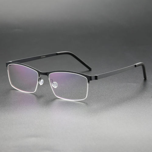 Half Rim Titanium Glasses LE8015_Black