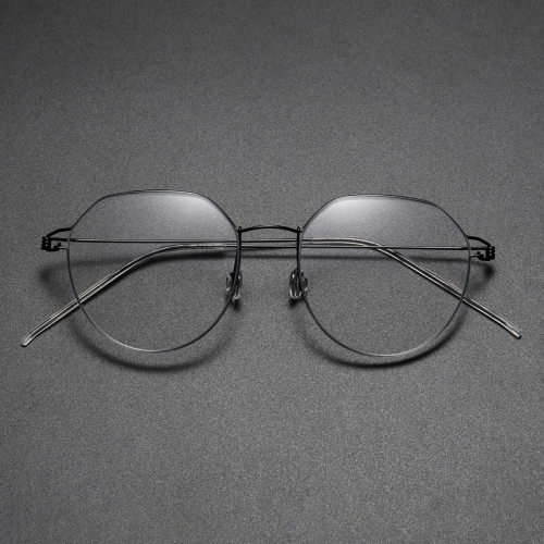 Round Titanium Glasses LE8030_Black