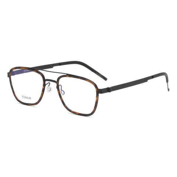 Aviator Titanium & Acetate Glasses LE8027_Black - Tortoise