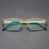 Half Rim Titanium Glasses LE8015_Brown Front View