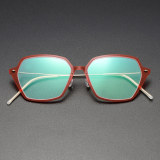 Square Titanium Glasses LE8012_Red Front View