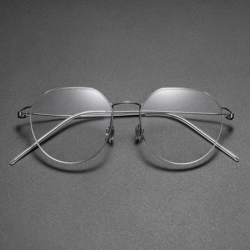 Round Titanium Glasses LE8030_Silver