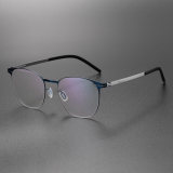 Round Thin Steel Glasses LE8028_Blue