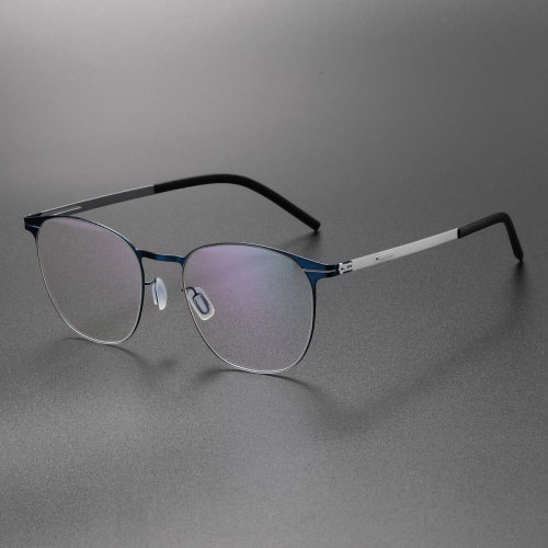 Round Thin Steel Glasses LE8028_Blue