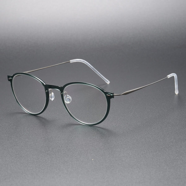 Round Titanium Glasses LE8013_Green