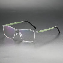 Half Rim Titanium Glasses LE8014_Green