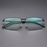 Square Thin Steel Glasses LE8033_Black Front View