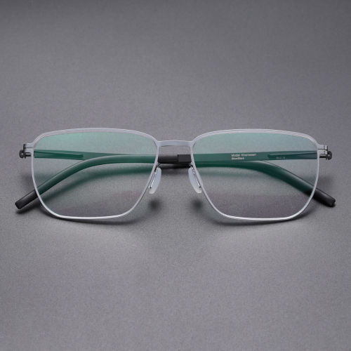 Square Thin Steel Glasses LE8033_Silver - Black