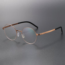 Round Thin Steel Glasses LE8032_Brown