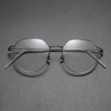Round Titanium Glasses LE8030_Gunmetal Front View