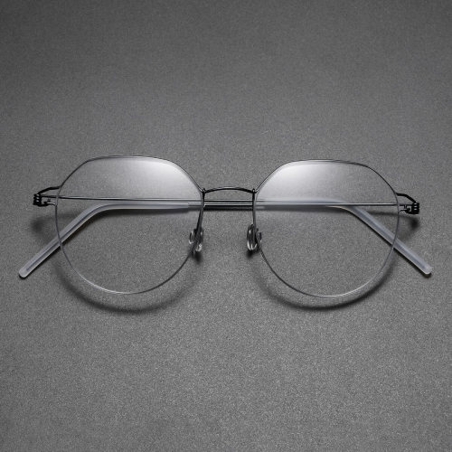 Round Titanium Glasses LE8030_Gunmetal