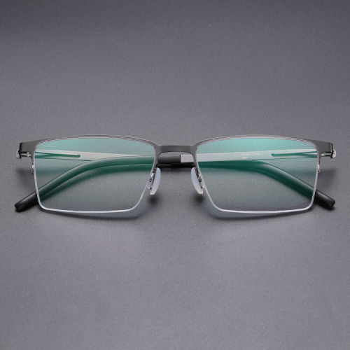 Rectangle Titanium Glasses LE8029_Gunmetal
