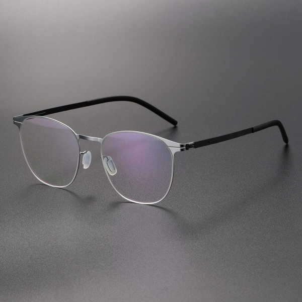 Round Thin Steel Glasses LE8028_Silver