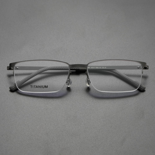 Half Rim Titanium Glasses LE8022_Gunmetal