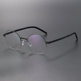 Round Thin Steel Glasses LE8032_Black